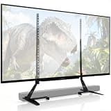 Amazon Basics Universal TV Stand, Height Adjustable for 22-77 inch TVs, Supports up to 80 lbs, VESA 200x100 to 800x400, Includes Soundbar Mount, Black