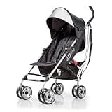 Bright Starts 3Dlite Convenience Stroller, Black - Lightweight Stroller, Large Seat Area, Mesh Siding, 4 Position Recline, Extra Large Storage Basket, Infant Stroller for Travel