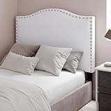 Colingmill 40" x 24" White Fabric Upholstered Headboard with Nailtrim Bevel Tacked Upholstered Headboard Bevel College Head Board Adjustable Height from 43" to 55" for Woman Man Bedroom Decor
