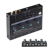 STABCL 4 Channel Headphone Amplifier, Stereo/Mono Headphone Amp Splitter with 3.5mm,6.35mm,RCA Input. Four 3.5mm and 6.35mm Output. Studio Headphone Amplifier Mixer for Recording