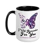Alzheimer's Dementia Awareness Support Butterfly I Will Ceramic Mug, Black/White, 15oz