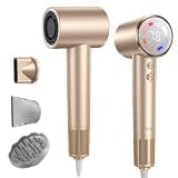 IQYQ High-Speed Hair Dryer, 110000 RPM 1400W, Grip-Sensor On/Off for Fast Drying, 200M Ionic Negative for Frizz Reduce, Low Noise Thermo-Control Blow Dryer with Diffuser for Curly Hair Women Travel