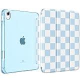 MoKo Trifold Case for iPad A16 11" iPad 11th/10th Gen, Sky Blue Checkered