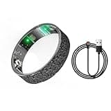 Yihou Smart Ring for Women with Diamonds Health Ring Fitness Ring Fitness Tracker with Pedometer Calorie Heart Rate Sleep Monitor Waterproof for Android iOS Black 12#