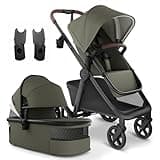 Mompush Ultimate 3 Bassinet Stroller with Car Seat Adapter, Premium Convertible Full-Size Stroller for Infant and Toddler with Reversible Seat, All-Terrain Stroller with All-Wheel Suspension