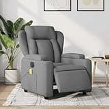 KHNLGFR Electric Massage Recliner Chair with 135 Degree Recline, Vibration Massage, 6 Points, USB Powered, Dark Gray Fabric, Cup Holders and Side Pocket
