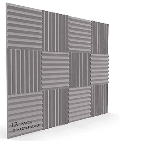 VCREATC Acoustic Foam Panels 12 Pack, Sound Absorbing Panels Foam(12“ x 12” x 1“) - Fire Proof Sound Panels, Sound Deadening Foam Padding, Studio Acoustic Foam. (Gray)