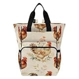 Nesatuwa Farm Roosers Hens Diaper Bag Backpack Waterproof Large Capacity Multifunctional Diaper Bags with Insulated Pockets and Stroller Straps Travel Backpack for Baby Girl/Boy