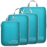 Cambond Compression Packing Cubes for Travel - 4 Pack Expandable Luggage Packing Organizers Travel Essentials Accessories Bags Compression Cubes Space Saver for Carry on Suitcases, Lake Blue