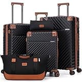 Cosbarn Luggage Sets 5 Piece with TSA Lock Spinner Wheels, Unisex Hard Case ABS Suitcase Set, Hardshell Lightweight Waterproof Travel Hardside Suitcases with Wheels for Women Men, Black