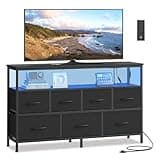 SONGMICS BELLAH Collection - Dresser for Bedroom with App-Controlled LED Lights and Charging Station, Chest of Drawers, TV Stand, 7 Drawers, Shelf, Modern, Ink Black ULGS733BH02S