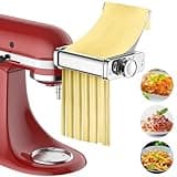 GVODE 3 in 1 Pasta Attachment for KitchenAid Stand Mixer, All Metal Pasta Maker KitchenAid Attachment, Pasta Sheet Roller, Spaghetti Cutter, Fettuccine Cutter Maker Accessories and Cleaning Brush