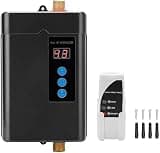GQWQNIO 110V 3000W Electric Tankless Hot Water Heater, Under Sink Mini On Demand Instant Hot Water Heater with Touch-Screen Buttons and Remote Control for Kitchen Bathroom Washing (Black)