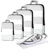 XBLGX Compression Packing Cubes, 5-Piece Set Travel Organizer Boxes, Compressible Luggage Cubes With Zipper for Women/Men - Essential Travel Accessories