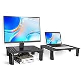 Pholiten 2 Pack Monitor Stand Riser, 3 Height Adjustable Monitor Stand for Computer, Laptop, Printer, Notebook, iMac, Premium Metal Monitor Risers for 2 Monitors