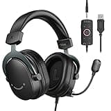 FIFINE Wired Gaming Headset, Gamer Headset with 3.5mm and USB Dual Connectivity, 7.1 Surround Sound, Tuned 50mm Drivers, Detachable Mic, Over-Ear Headphones for PC/PS5/Xbox, Black-AmpliGame H9
