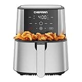 Chefman TurboFry 6-Quart Digital Air Fryer, Touchscreen Air Fryer with 4 Cooking Functions, 450°F Hi-Fry Button Non-Stick Basket Stainless Steel