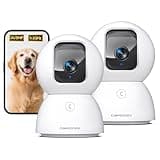 CINMOORE 5G Security Camera Indoor 2-Pack, No-Monthly-Fee AI Tracking Facial Recognition, 3K Pet/Dog Camera with Speaker/Phone App, PTZ WiFi Baby Monitor Cameras for Home Security, 0-Glow Night Vision