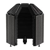XTUGA Recording Microphone Isolation Shield, High Density Absorbent Foam 5 Panels to Filter Vocal,Top Enclosed Foldable Soundproof Cover for Condenser Studio Equipment MIS02