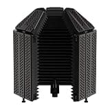 XTUGA Recording Microphone Isolation Shield, High Density Absorbent Foam 5 Panels to Filter Vocal,Top Enclosed Foldable Soundproof Cover for Condenser Studio Equipment MIS02