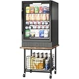 Mini Fridge Stand with Storage, Small Refrigerator Stand with Wheels, Rolling Mini Fridge Cart-Max Load 300 LBS Heavy Microwave Printer Stand Utility Cart for Dorm, Apartment, Kitchen, Office (Brown)