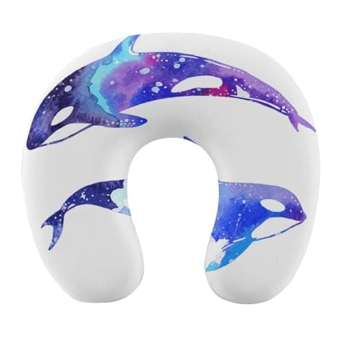 MUSM Orca Killer Whale Travel Pillow for Sleeping Comfortable Portable U Shaped Pillows for Airplane Car Train Lightweight Memory Foam Neck Pillow for Home Office Travelling