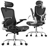 marrap Ergonomic Office Chair, Mesh Seat Cushion with 3D Armrests and 3D Headrest, Adjustable Lumbar Support with 90-120° Rocking Function for Home Office, Black