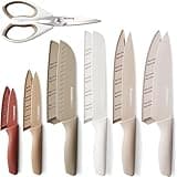 Astercook Knife Set, 13 Pieces Kitchen Knives Set with Healthy Anti-Rust Coating, Dishwasher Safe, Stainless Steel Chef Knife Sets with 6 Blade Guards, Fathers Day Gift for Men