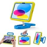 Kids Case for iPad (A16) 11th/10th Gen 10.9'' 2025/2022,Adjustable Portrait/Landscape Stand/Drop Proof with Handle,Child Friendly Case for iPad Air 11 (M3/M2) 2025/2024 (Yellowblue)