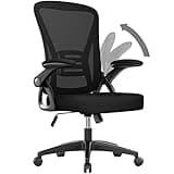 naspaluro Ergonomic Office Chair, Mid Back Desk Chairs with Adjustable Height, Swivel Chair with Flip-Up Arms and Lumbar Support, Breathable Mesh Computer Chair for Home/Study/Working, Dark Black