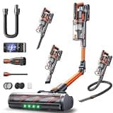 Cordless Vacuum Cleaner, 650W/55Kpa/70Mins Stick Vacuum Cleaners for Home with 180° Foldable Wand &3.3Ft Hose, Touch Screen AUTO-Mode, Wall Mount Charging, Fragrance, Vacuum for Floor/Carpet/Pet Hair