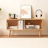 Baveke Bamboo TV Stand for TVs up to 50 Inches, Entertainment Center is FSC-Certified Bamboo for Gaming Console, Modern Accent TV Console Cabinet for Living Room Bedroom (39.4)
