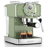 SUMSATY Espresso Machine 20 Bar, Retro Espresso Maker with Powerful Milk Frother Steam Professional Expresso Machine for Home with 61oz Water Tank Cappuccino & Latte Maker, Green