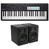 Novation Launchkey 49 MK4 MIDI Keyboard Controller Bundle with Mackie CR8BT 8-Inch Bluetooth Studio Monitors — 16 Aftertouch Pads, 9 Faders, 140W 44Hz Kit for Beat Making, Mixing, and Music Production