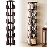 6 Tier Bamboo Round Revolving Vertical Book Shelf Vertical Rotate Turning Spiral Corner Organizer for Small Space Home Office Living Room