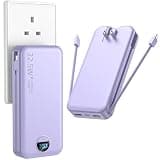 Ffnpua Portable Charger with Wall Plug, 20000mAh USB C Power Bank Fast Charging, External Battery Pack with Built in Cables, Digital Display, 5 Output 2 Input for iPhone Android Cell Phone Tablet