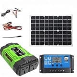 20W 18V Solar Panel Kit with 30A Charge Controller and Power Inverter (12V DC to 110V/220V AC, 300W/600W), Off Grid Solar System for RV, Camping, and Emergency Backup (300W-220V)