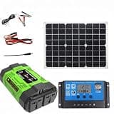 20W 18V Solar Panel Kit with 30A Charge Controller and Power Inverter (12V DC to 110V/220V AC, 300W/600W), Off Grid Solar System for RV, Camping, and Emergency Backup (300W-220V)