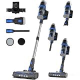 Cordless Vacuum Cleaner - 65KPa Stick Vacuum 65Mins Runtime, Anti-Tangle Self-Standing Vacuum with Touch Screen LED Display, Detachable Battery Pack, HEPA Filter for Home Pet Hair Carpet Hardwood Blue
