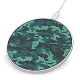 Teal Camouflage Wireless Charger Magnetic Phone Induction Charger 10w Fast Wireless Charging Station Compatible with iPhone 17 16 15 14 13 12 Pro Max Samsung Galaxy S25 S24 S23