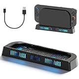 Tendak Cooling Fan for Switch 2 Dock with Dual Fans, Switch 2 Dock Cooling Base with 2 Adjustable Speeds, RGB Light and USB Ports, Heat Dissipation Base for Switch 2 Console