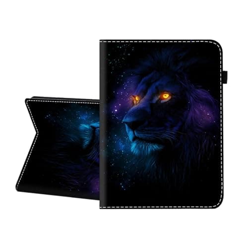 CICPLKSE Case for Samsung Galaxy Tab A7 10.4 Inch 2022/2020 Release (Model : SM-T500/SM-T503/SM-T505/SM-T507),Premium PU Leather Cover with Auto Sleep Wake,Lion with Orange Eyes