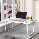 gibxiyza Lap Desk Bed Table Laptop Stand for Bed Lap Tray Bear Shape Foldable Desk Portable Lap Desk Bed Table Tray Folding Couch Laptop Lap Desk with Storage Drawer, Cup Holder & Tablet Slot White