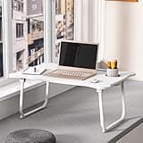 gibxiyza Lap Desk Bed Table Laptop Stand for Bed Lap Tray Bear Shape Foldable Desk Portable Lap Desk Bed Table Tray Folding Couch Laptop Lap Desk with Storage Drawer, Cup Holder & Tablet Slot White