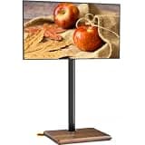 TVON Universal Floor TV Stand with Mount for Most 32-65 Inch TVs up to 88lbs, Height Adjustable TV Floor Stand with Wood Base for Space Saving (Rustic Brown, Wooden Base)
