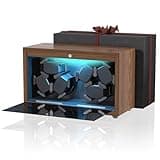 iFregga Watch Winder, 6 Slots Automatic Watch Winders with Serenity Blue Backlight and Memory Foam Pad, Open Lid Tech, 4 Modes (Adapter Not Included)