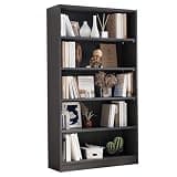 BIGTO Bookcase 33"*11.6"*60", Modern 5 Tier MDF Bookshelf Grey Home Furniture