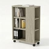 LYSSLYSS Rolling Storage Cabinet with Wheels, Mobile Office Organizer and Bookshelf, Narrow File Cabinet for Home Office, Open Shelf Printer Stand for Small Spaces