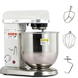 3-in-1 Electric Stand Mixer,Commercial Food Mixer,Stand Mixer,3 Speeds Adjustable,With Egg Beater,Beater and Dough Hook,Commercial Kitchen Cake Mixer,For Cookie,Cake,Bread Baking White-5L