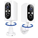 2K Security Cameras Wireless Outdoor, 355° Pan Rotate, Battery Powered, Color Night Vision WiFi Cameras, AI Motion Detection, Cloud/SD Storage, IP65, Alert & Alarm, Cameras for Home Security, 2 Pack